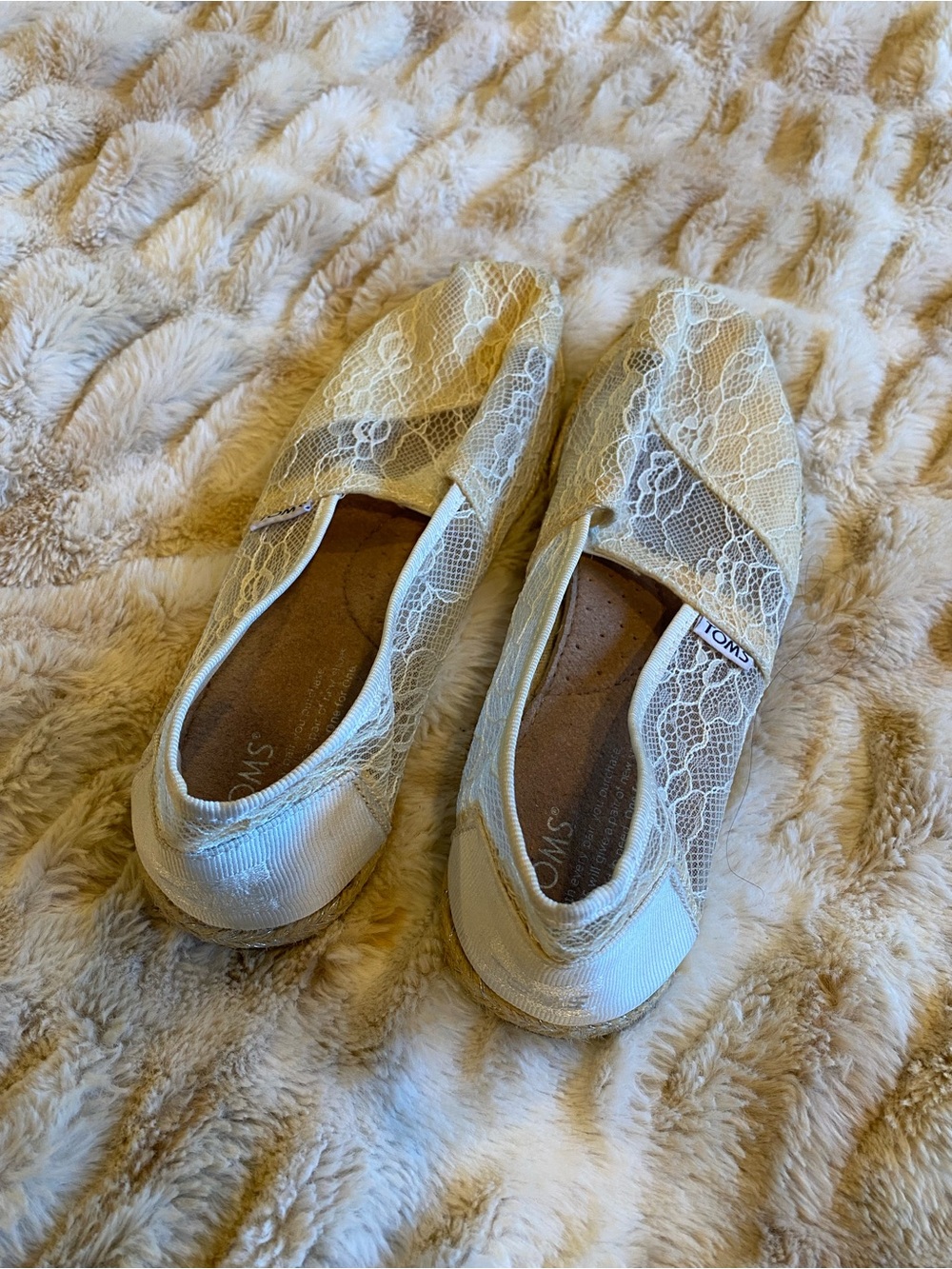 TOMS Women’s Ivory Lace Slip ons